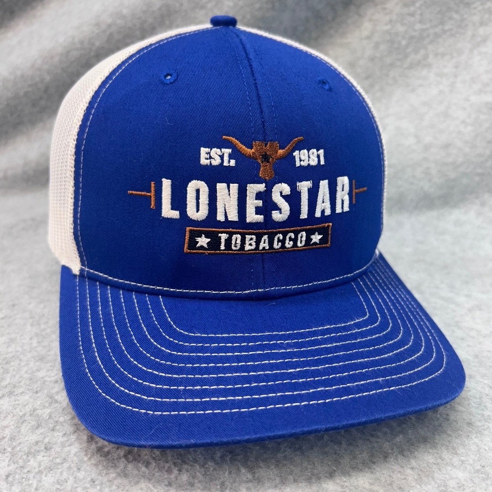 Lonestar Tobacco Mens Blue Richardson Trucker Hat Snapback Mesh Cap OSFA